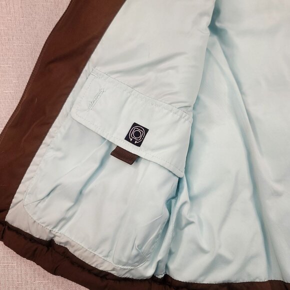 Good Goose Puffer Vest Goose Down Feather Medium Zip Pockets Brown Powder Blue - Picture 6 of 12